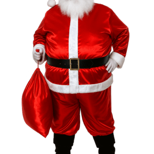 Roupa Fantasia Papai Noel Adulto Cetim Kit 8 Itens Natal Xgg